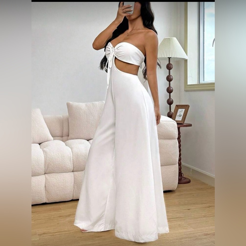 NWOT SHEIN White Strapless Jumpsuit - Picture 3 of 7